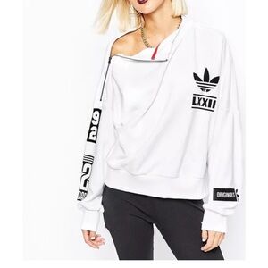 Sz L adidas Women's Berlin Trefoil Sweatshirt White